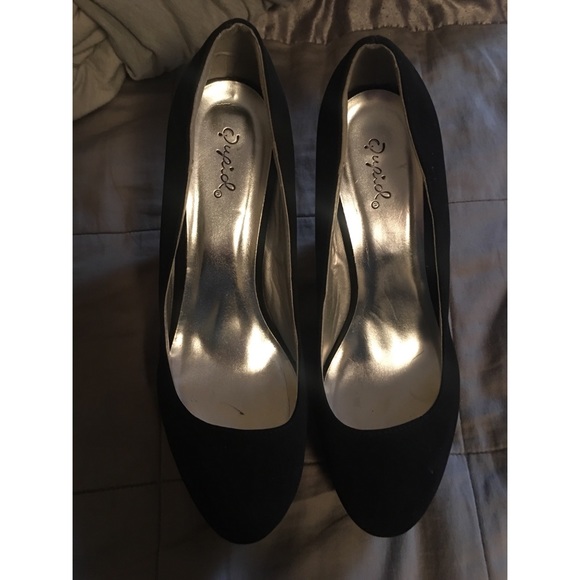 BLACK SUEDE WEDGES - Picture 1 of 4